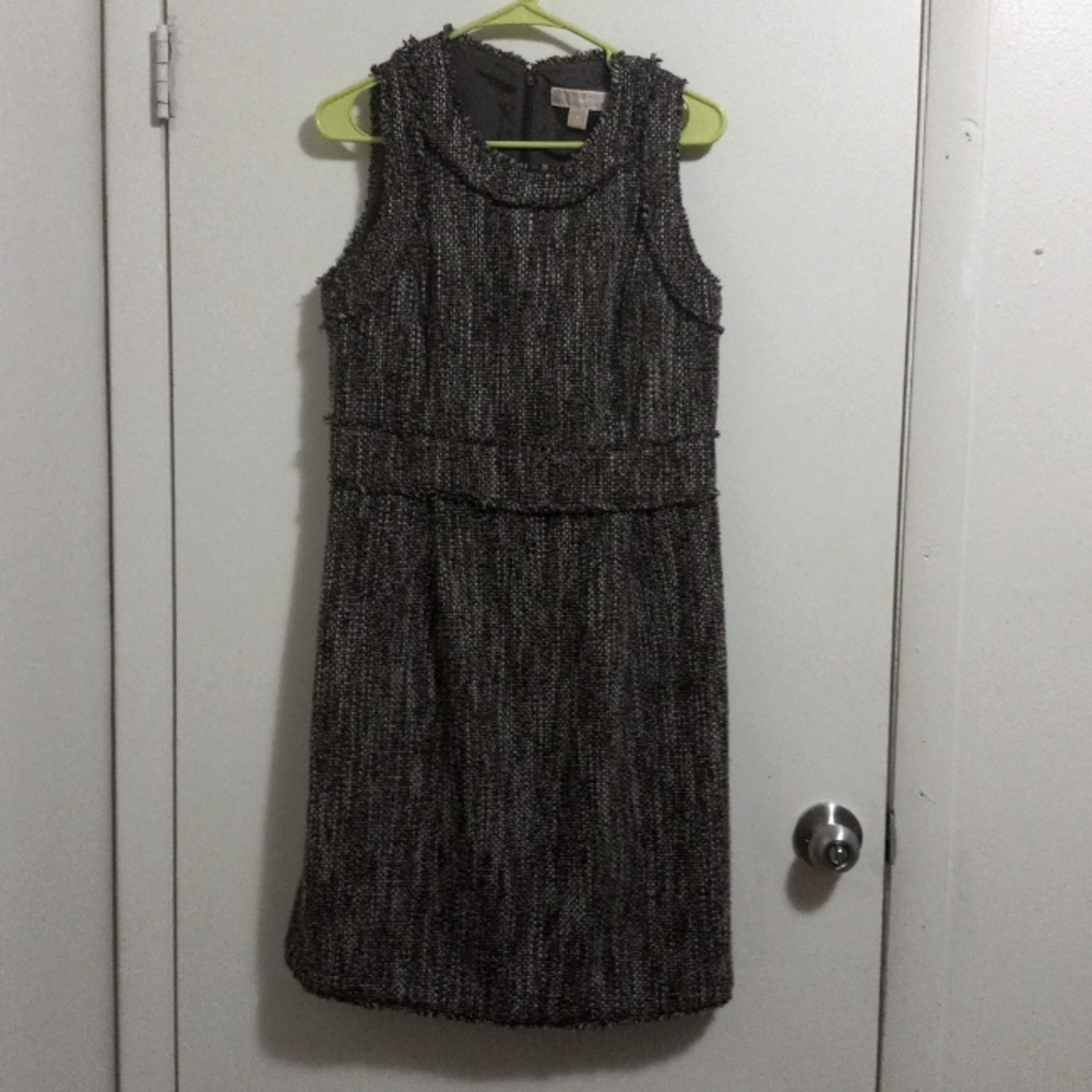 NWOT! Michael Kors Brown Fully Lined Fringe Trim Tweed Dress!